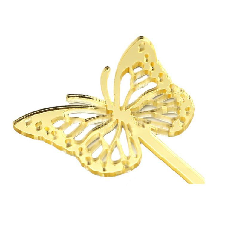 8 Stück Acryl Schmetterling Cupcake Topper Golden Silbern Transparent Kuchen Topper Hochzeit Geburtstagsfeier Zeremonie Babyparty Deko