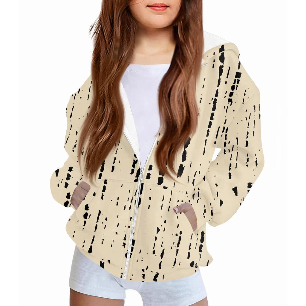 Moda dziecięca Bluza z kapturem z nadrukiem z długim rękawem Dziewczęca kurtka hoodie