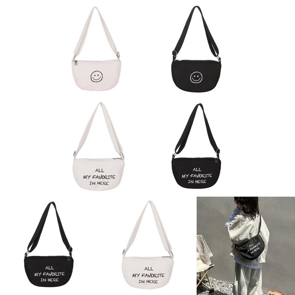 Childrens Canvas Backpack With Letter And Smiley Face Print Design For School And Travel