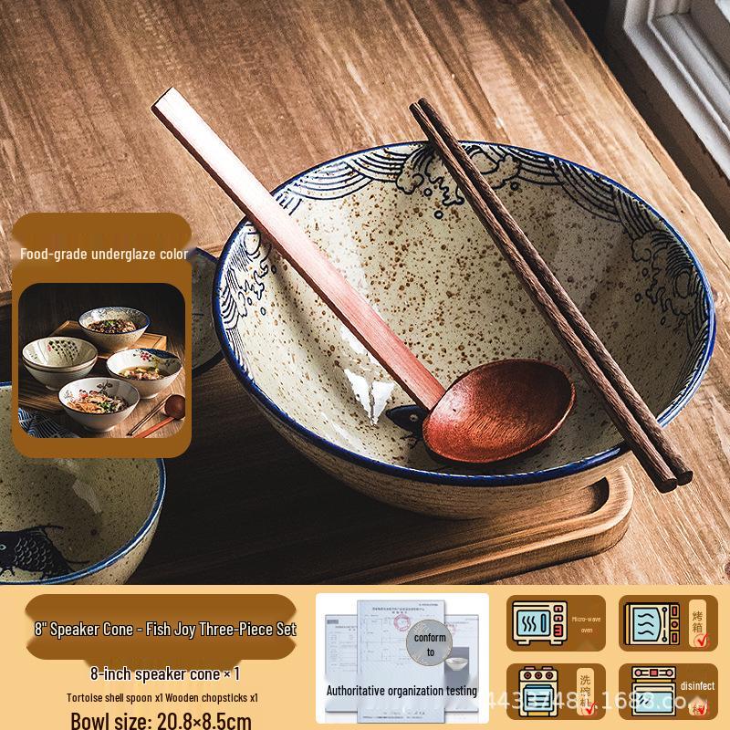 Japanese Ceramic Noodle Bowl - Large Conical Hat Design for Ramen and Soup (2025)