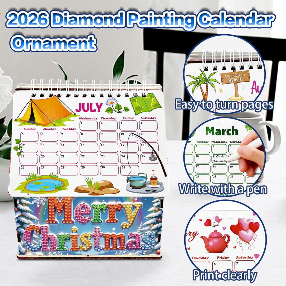 2026 Calendar DIY Diamond Painting Art Kit Diamond Painting Calendar Set Diamond Painting Kit for Home Office School Scheduling