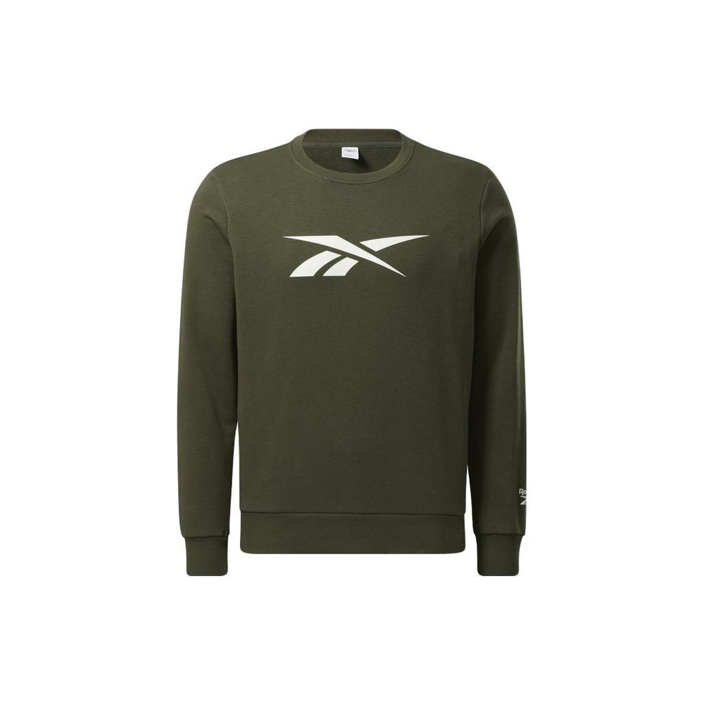 Reebok Logo-Print Geradschnitt-Rundhals-Sweatshirt Unisex-Sweatshirt Grün GR8474
