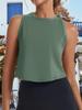 Women's Racerback Cropped Tank Top Sleeveless Crew Neck Yoga Workout Shirt