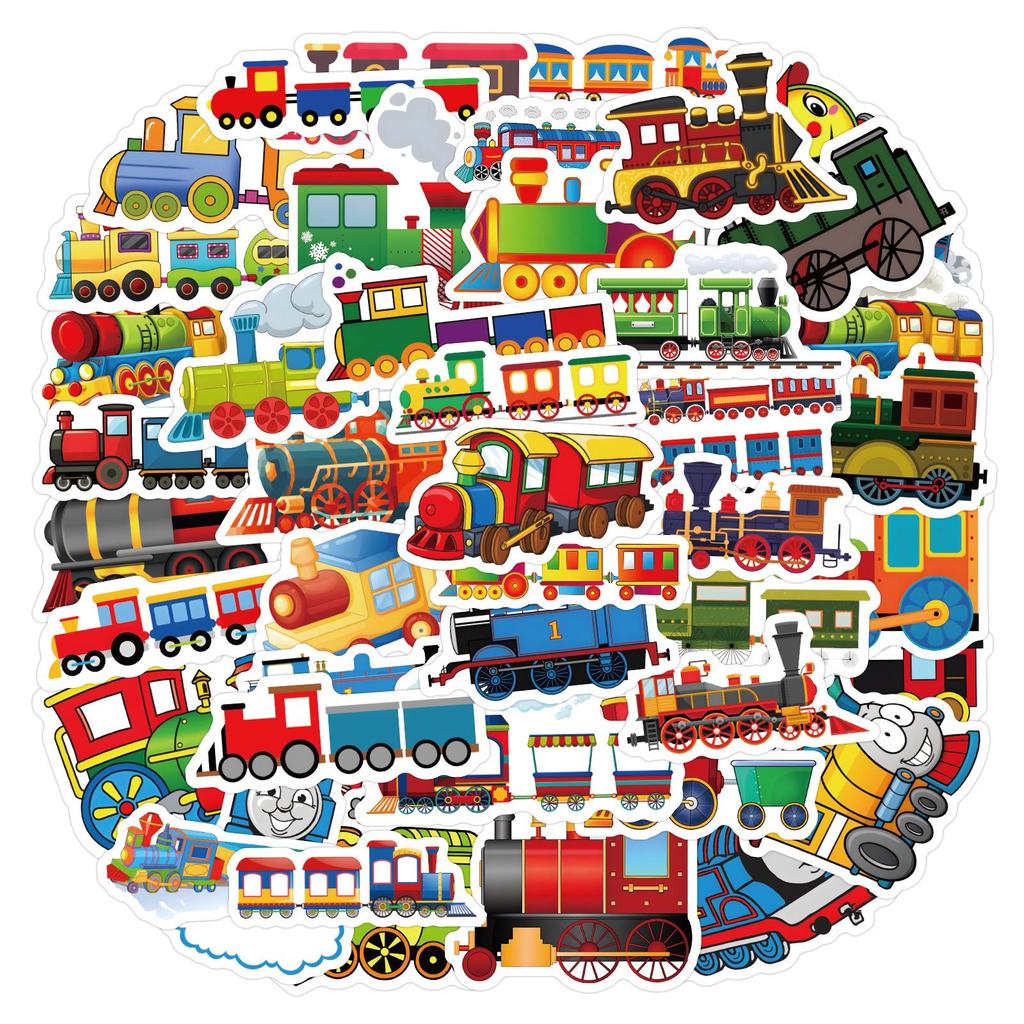 60PCS Cartoon Train Waterproof Stickers for Journals, Water Bottles, and Computers