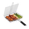 1 Stück BBQ Edelstahl klappbarer Griff Grillzange, Outdoor multifunktionales Grillrost zum Grillen von Fisch, Fleisch und Gemüse, Grillwerkzeug