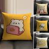 Fashing Sleeping Polar Bear Cartoon Pattern Pillow Case Natural Linen Double-Sided Printing Sofa Home Decor Cushion Cover