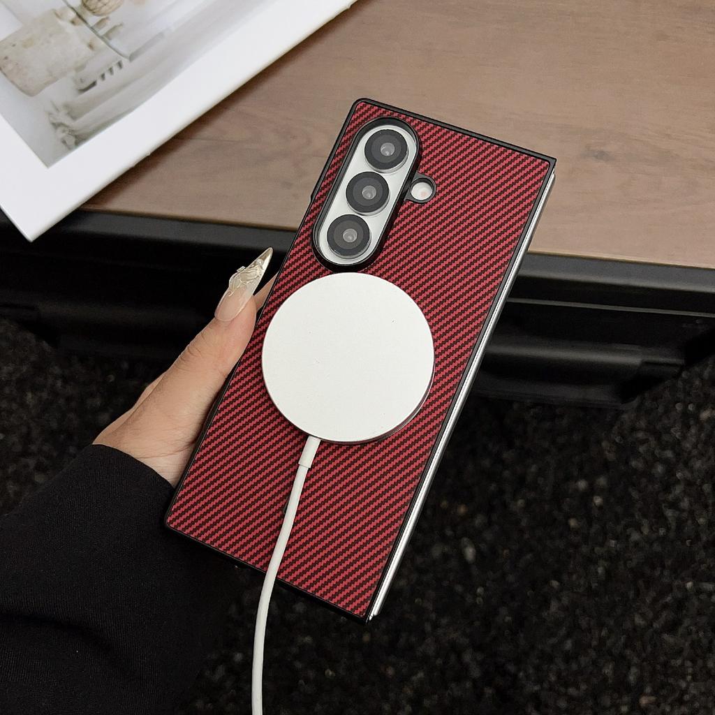 For Samsung Galaxy Z Fold7 5G Magnetic Case Carbon Fiber Texture Folding Phone Cover