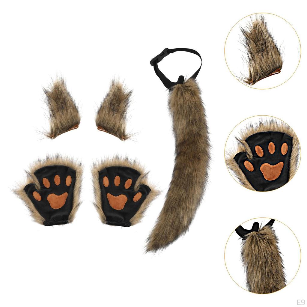 Zestaw kostiumów zwierzęcych z sztucznymi uszami i ogonem na imprezy tematyczne