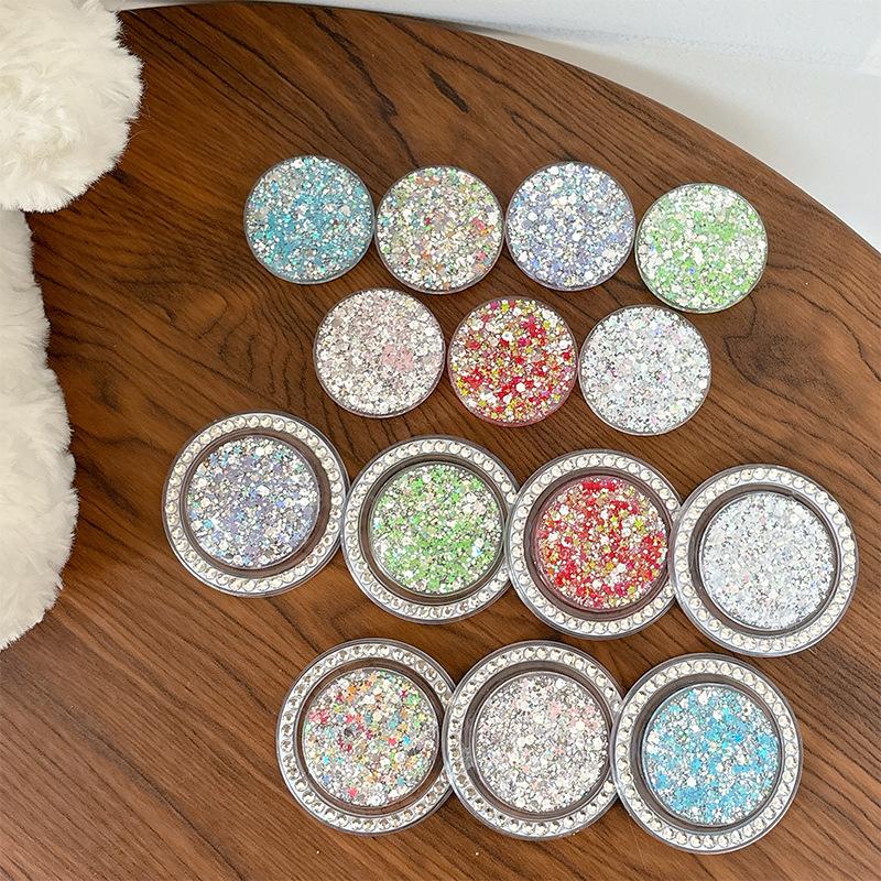 Color Sequins Glitter Round Rhinestones Mobile Phone Airbag Bracket Magnetic Paste Ring Simple Niche Desktop Watching Drama