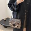 Small Square Handbag Tote Bag For Women Vintage Clutch Bag Leopard Pattern Crossbody Shoulder Bag Ladies Pu Leather Bag KTB