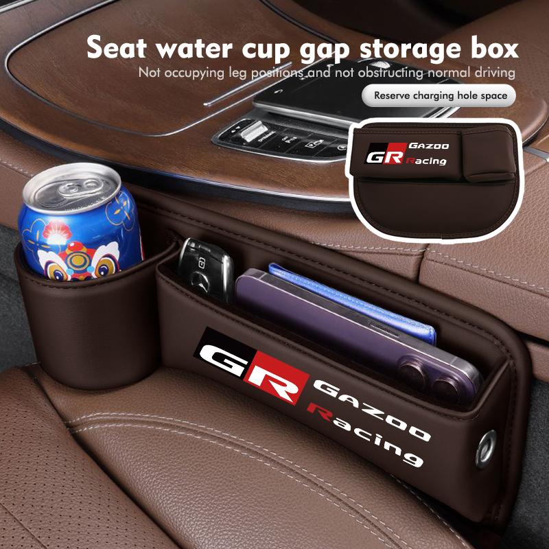 Leather Car Seat Gap Organizer Seat Crevice Storage Holder Box For Toyota Crown GR GM Corolla YARIS Auris C-HR Hilux Vios Prius