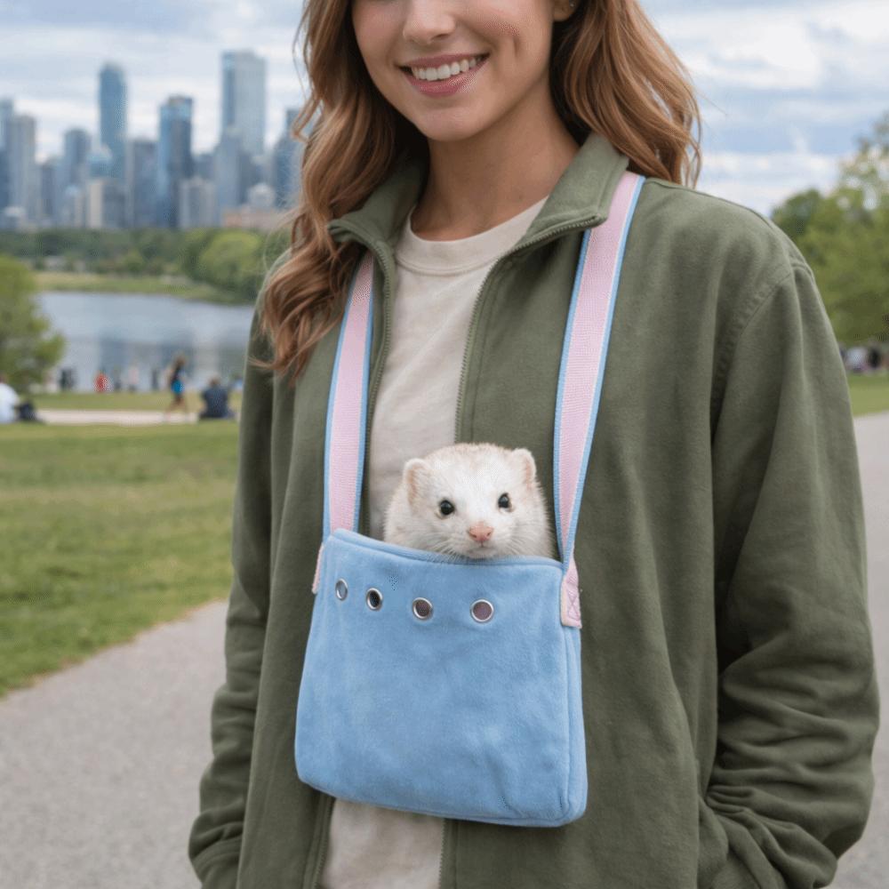 Ventilated Hamster Carrier Bag Warm Comfortable Pet Outdoor Pouch Zipper Closure Soft Hamster Chest Bag Vet Visit