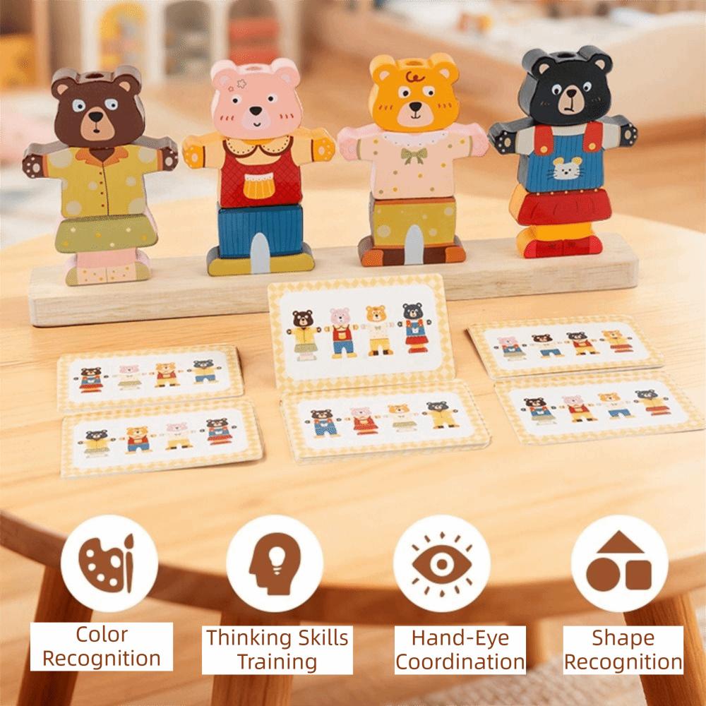 Creative Wooden Stacking Block Colorful Montessori Educational Toys Cognitive Development