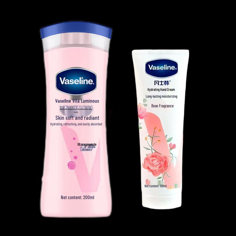 Vaseline Niacinamide Brightening Body Lotion & Rose Hand Cream Set