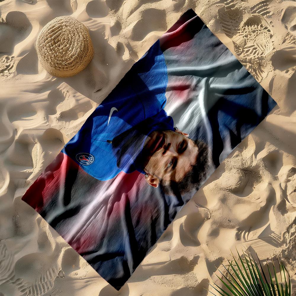 Neymar's Iconic Haircut Beach Towel Soft Durable Quick-Dry Comfortable Lightweight Perfect for Traveling Yoga Camping and Swimming