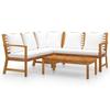 VidaXL Garden Lounge Set 4 Pcs with Cushion Cream Solid Acacia Wood