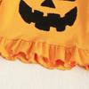 Baby Mädchen Halloween Kürbis Stickerei Pullover Rundhals Langarm Sweatshirt mit Elastischer Taille Schlaghosen Set