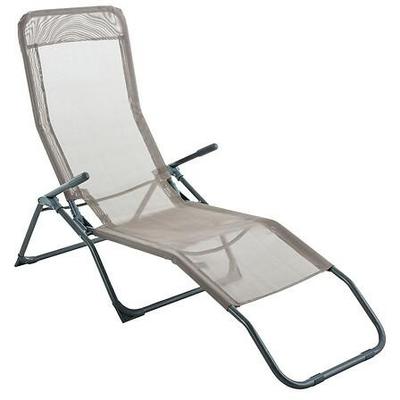 Foldable Deck Chair Anthracite/Taupe With Mesh Armrests