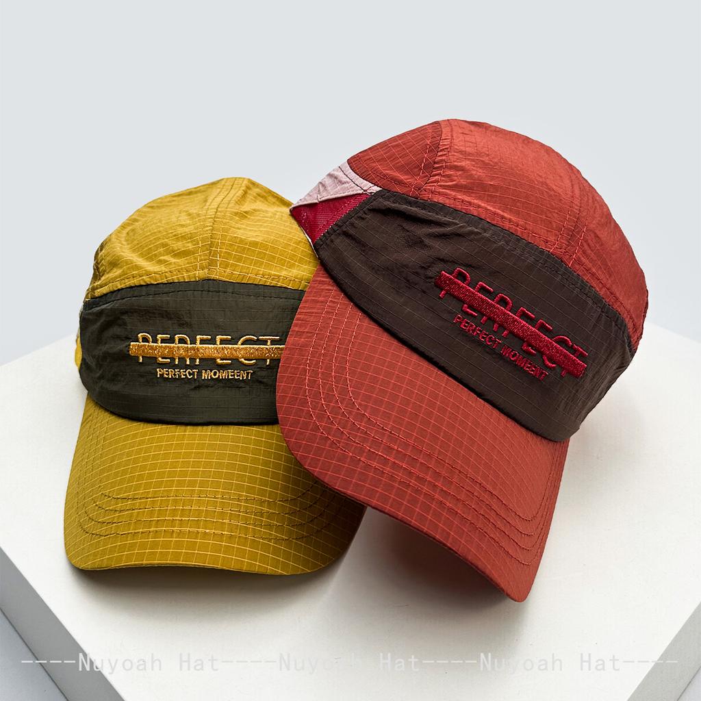 Quick-dry Embroidered Letters Plaid Baseball Hats Sunshade Color Block New Men Women Versatile Personal ins Peaked Caps Fashion