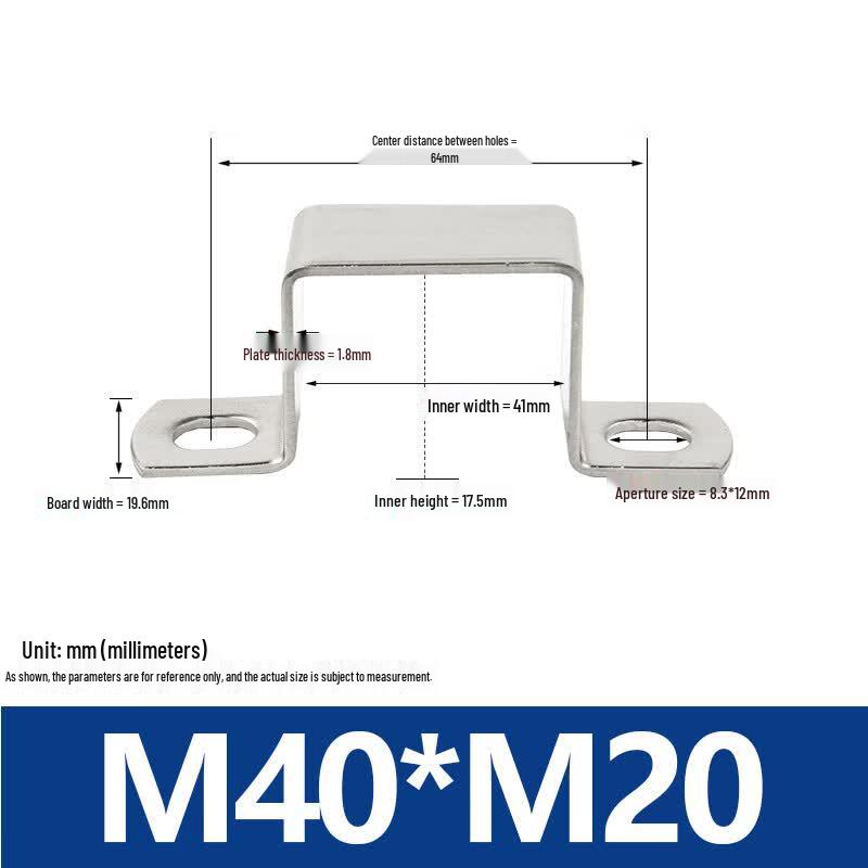 Guwanji 304 Stainless Steel Square Tube Clamp M40x20