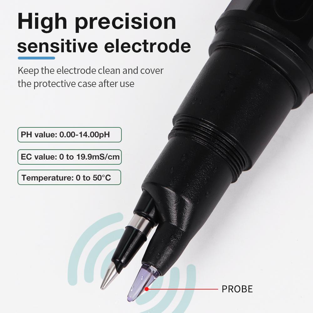 Portable 3 in 1 PH EC Temperature Meter LCD Digital Water Quality Tester IP65 Waterproof PH Meter for Aquarium Soil Meat Dough