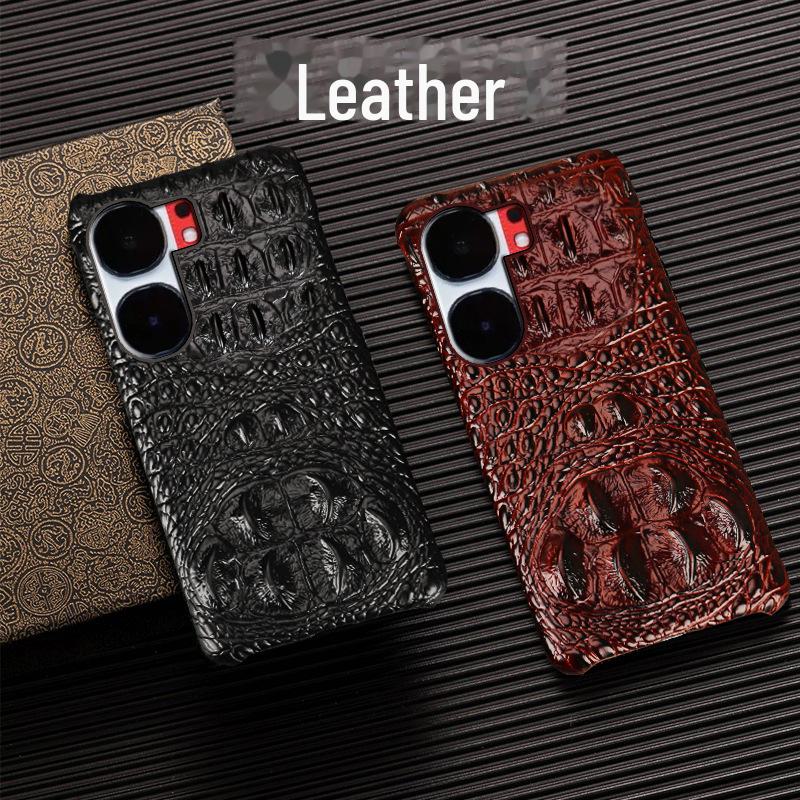Genuine Leather Crocodile Skull Half Package Case for iQOO Neo8/Neo8Pro