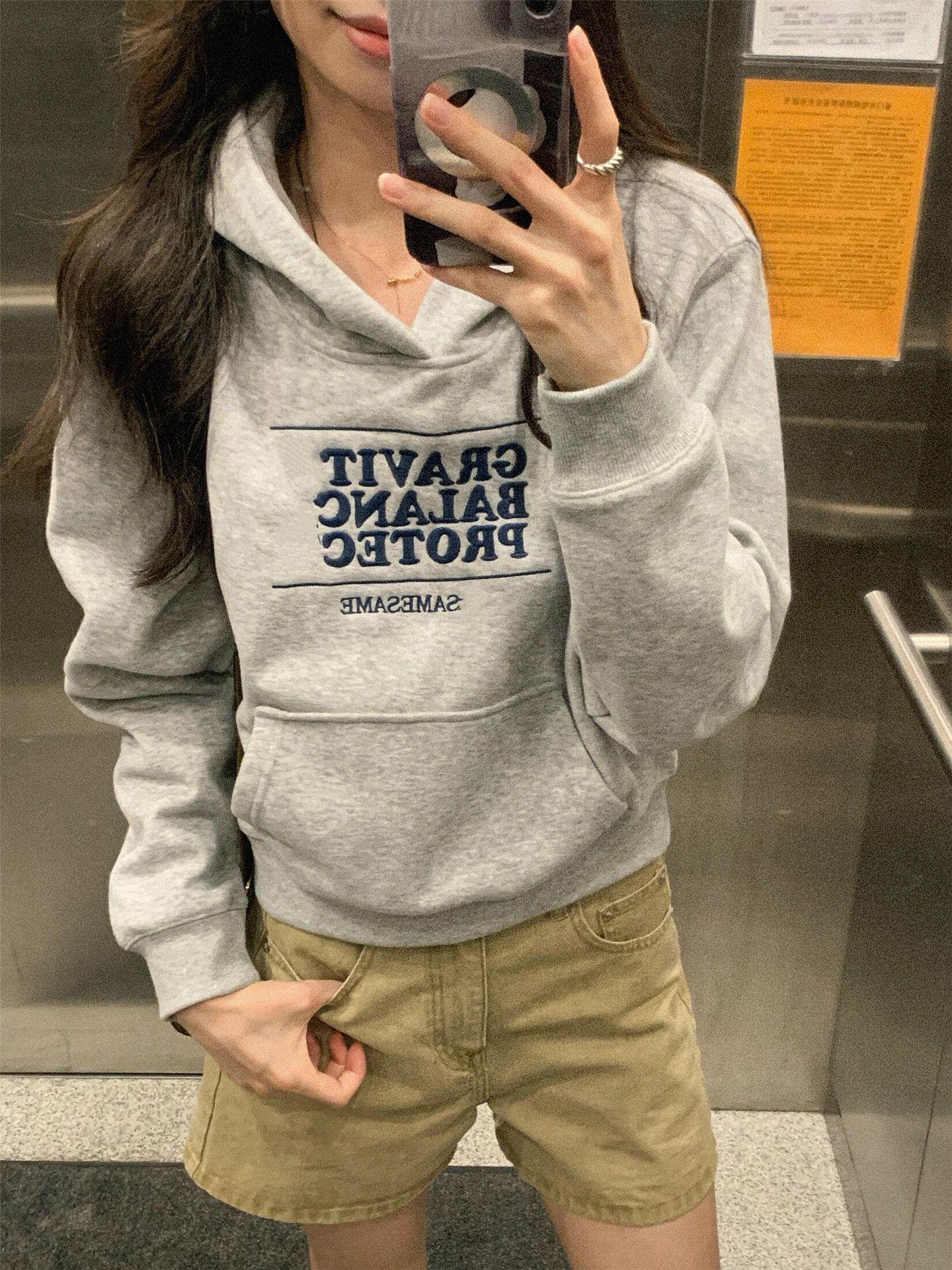 

American Retro Women s Hoodie - Pure Cotton & Milk Silk Blend Extra Large серый