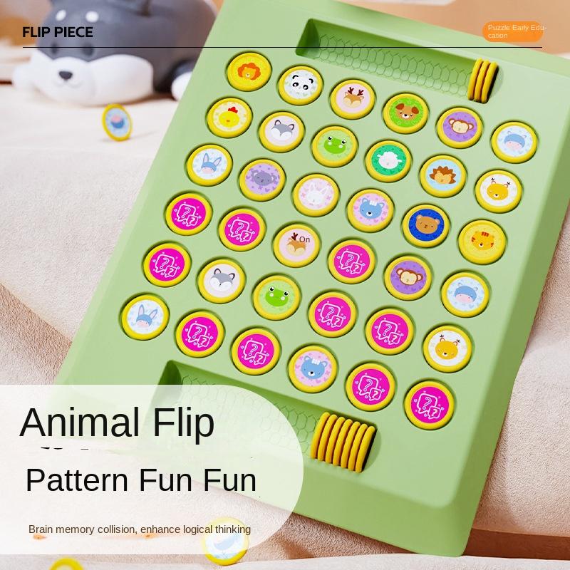 Double player Animal Flip Chess Children's Match Clever Calculation Parent child Interactive Puzzle Reasoning Game Board Games