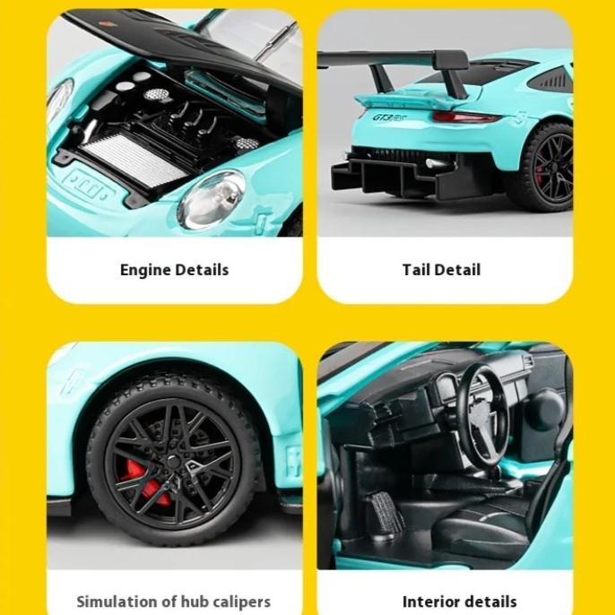 Porsche GT3 RS Legierungsauto Modell im Maßstab 1/32 mit Retro-Rückziehfunktion, Traumspielzeug für Rennsportbegeisterte, perfekt für Kinder & Sammler