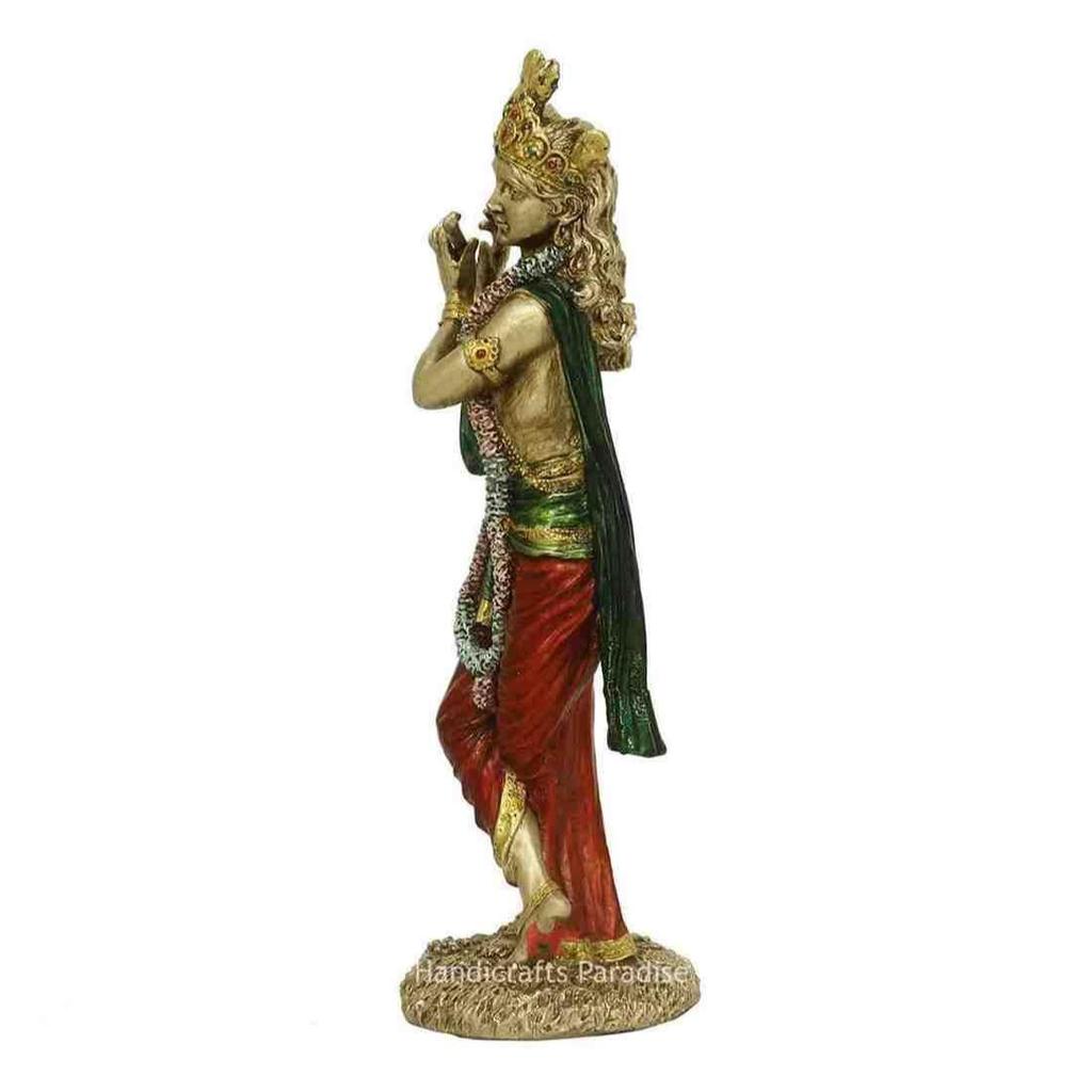 Herr Krishna Idol Statue Krishna Idol Flöte spielend Krishan Dekorative Schaufigur Figur für Pooja-Raum & Geschenk