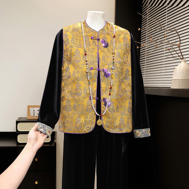 Tang Lady New Chinese Style Velvet 3-Piece Set for Moms