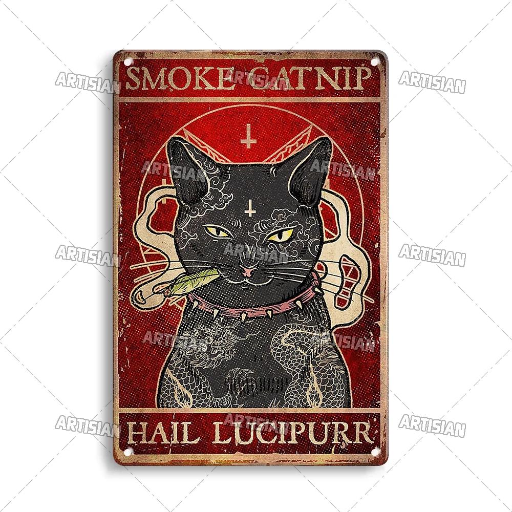 Artisian Animal Sign Black CAT Retro Metal Poster Funny Pet Vintage Decorative Tin Plate Garage Bar Pub Club Home Wall Decor