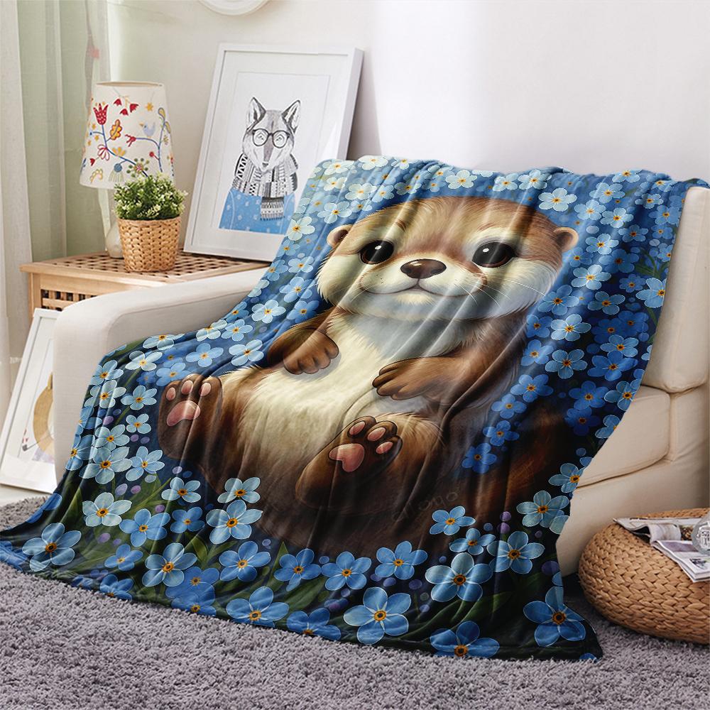 1Pc Cartoon Print Flannel Blanket, High Quality Comfortable for All Seasons, Home Decor, Warmth and Comfort, Perfect for Christmas Birthday Gift