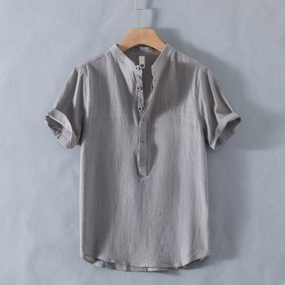 Summer Men's Comfortable Breathable Solid Color Short-Sleeved Casual Men's Short-Sleeved Shirt