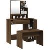 Makeup Table Set Brown Oak Effect 86.5 x 35 x 136 cm