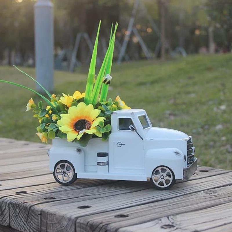 Rustics Truck Decors with Artificial Flowers Truck Decors with LED String Light Tiered Tray Decors Items Home Decors