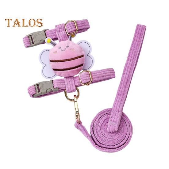 

Комплект шлейки и поводка для кошек, регулируемая шлейка для котят с защитой от побега и рисунком пчелы для маленьких и средних кошек и собак на открытом воздухе M фиолетовый