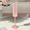 Frosted Pink Stem Glasses Cylinder Champagne & Cocktail Glass Matte Finish Barware Set Aesthetic Drinkware for Party Decor