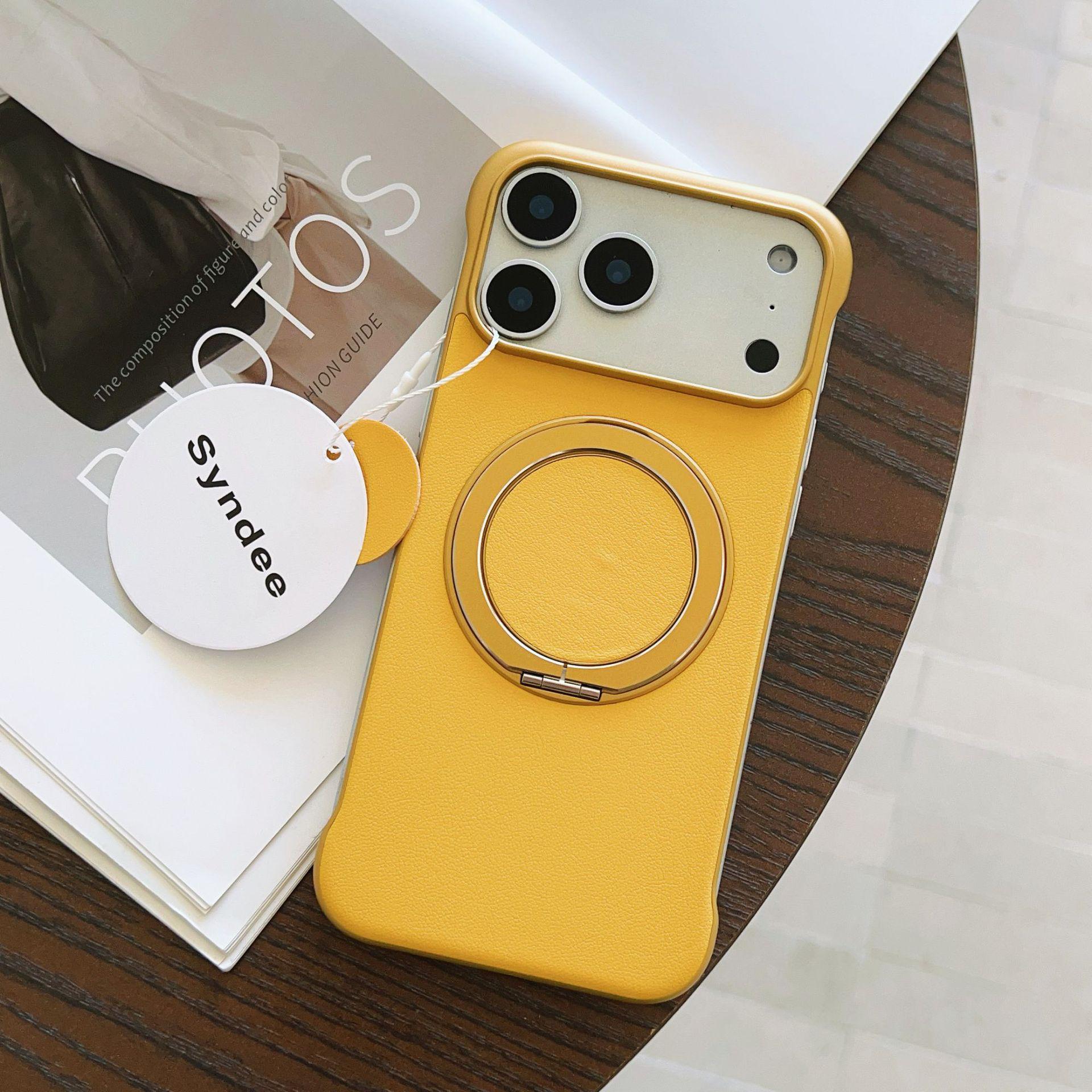 

Apple iPhone Protective Case, 17 Pro Max, Frameless Magnetic with Rotating Stand and Large Cutouts for 13-16 Models 11 жёлтый