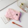 New Plaid Bow Coin Purse Zipper Coin Pouch Women Small Makeup Bag Headphone Data Cable Lipstick Pouch Cute Wallet Cute Purse