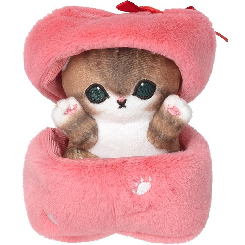 

Square Mofusand Love Gift Box For Cats Soft Animal Plush For Kids Room Ornament рожевий