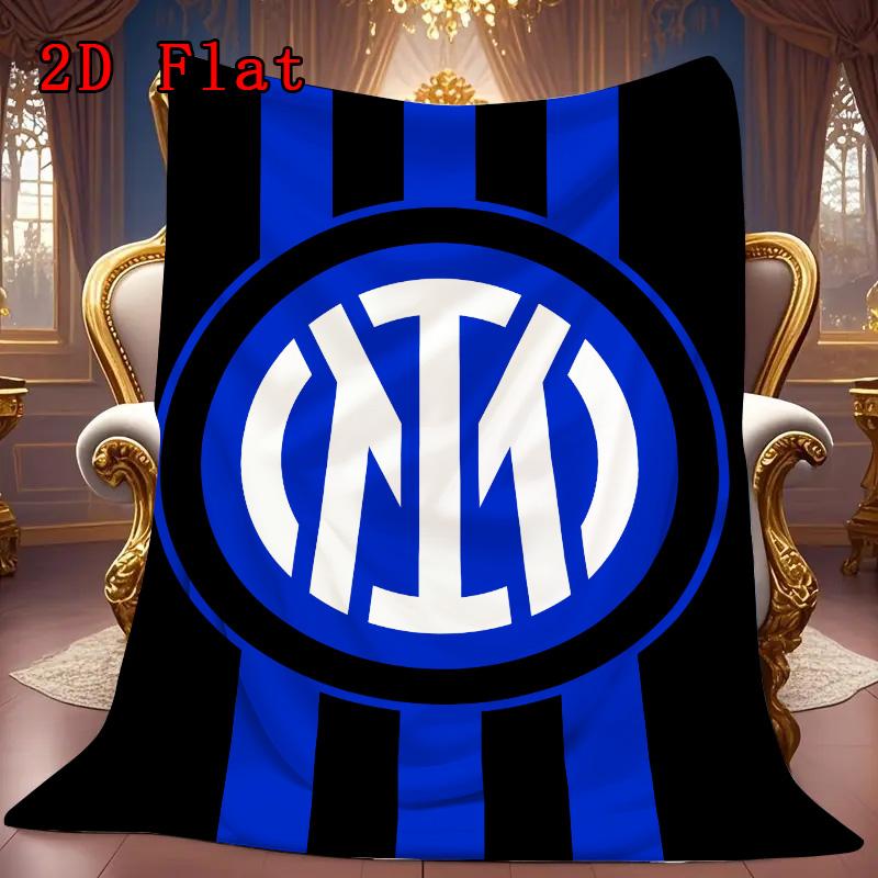 Coperta di Flanella con Motivo Piatto 2D Inter Milan Alta Qualità Per Tutte le Stagioni Calore e Comfort Perfetta per Regali di Natale.