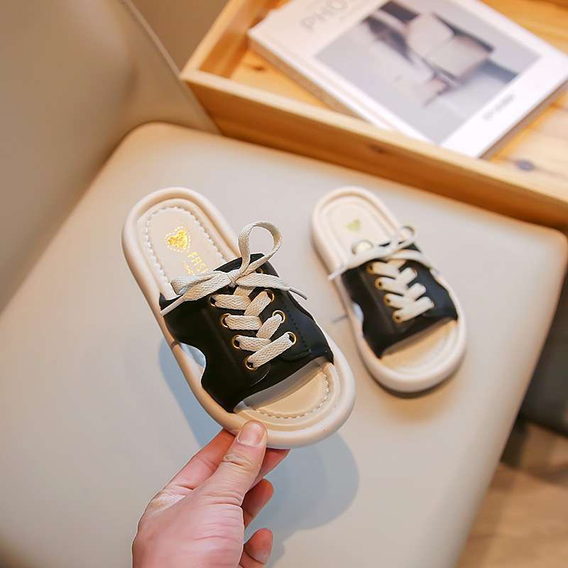 Children's slippers 2025 summer new girls' casual one-word drag outer wear soft-bottomed flat-bottomed slippers foreign-style versatile slippers
