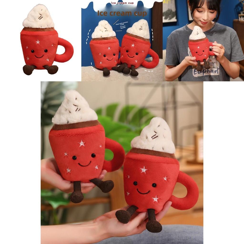 Peluche a forma di coppetta da gelato in tessuto a pelo corto per regalo per bambini e decorazione per la stanza dei bambini