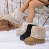 Women's Shearling Snow Boots Short Shaft,Flat Warm Winter Ankle Booties with Plush Fleece Lining,Cozy Casual Boots