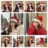 Bow Christmas Sequin Hat Merry Christmas Decoration Red Plush Hat Fashion Santa Claus Hat  Children