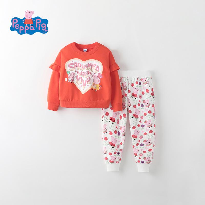 

Peppa Pig Girls Ruffle Hoodie & Sweatpants Set - Spring/Autumn Wear, Two-Piece 90cm