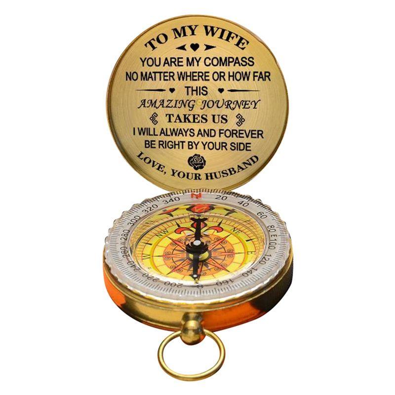 

AEE4-Enjoy The Ride, Compass Copper,Gift For Children Camping Hiking Pocket Portable Compass