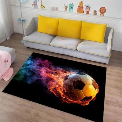 Cartoon-Teppich mit Ballsport-Thema, Fußball-Bodenmatte für Kinderzimmer, Fußball-Großflächenteppiche, stilvoller Wohnzimmer- und Flurteppich