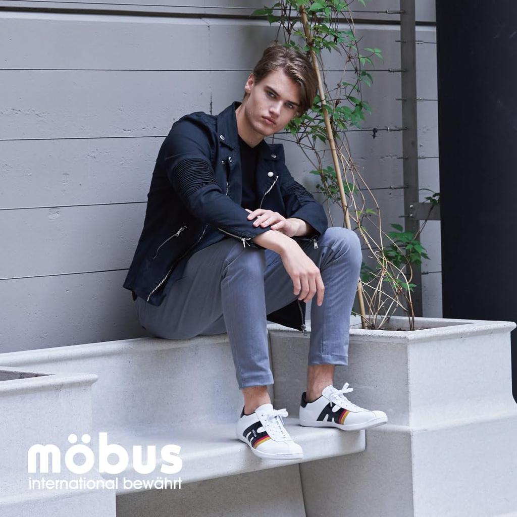 Mobus Leather Genuine Walking Current NEW MUNDEN Japanese Shoe Men's Sneakers, Leather, Sports, Casual, Shoes, Model, (White/Dark Red, Size, Adult,